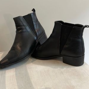 Black leather frank and oak booties